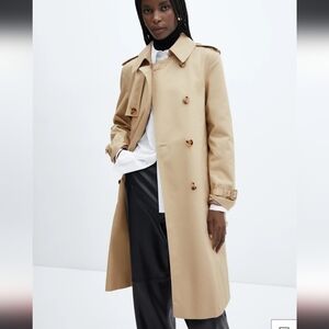 Mango Kakhi Women's Trench Coat